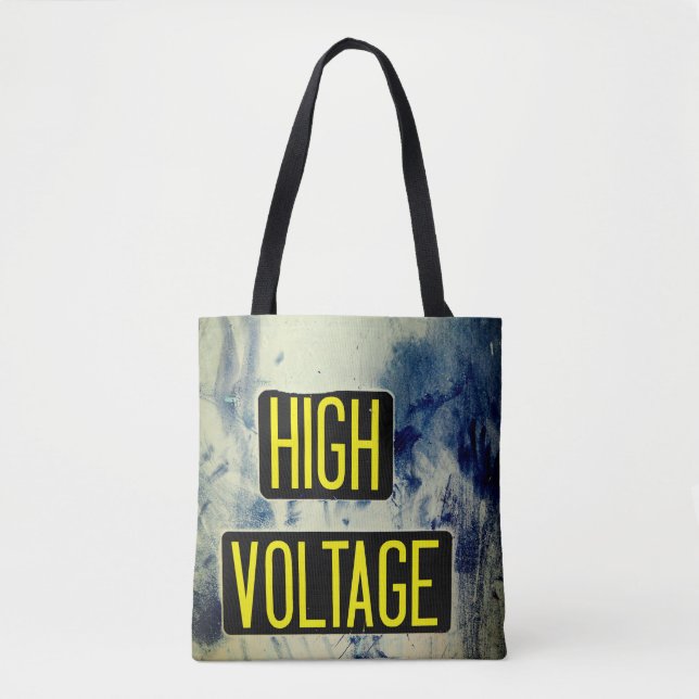 Varningstecken vid hög spänning - FUNNY Tygkasse (Framsida)