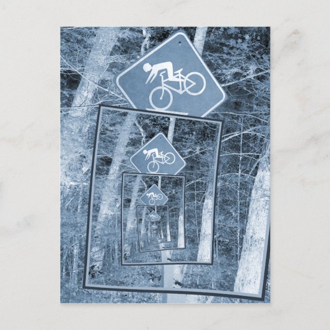 Varningstrafikskylt för cykel vykort (Framsida)