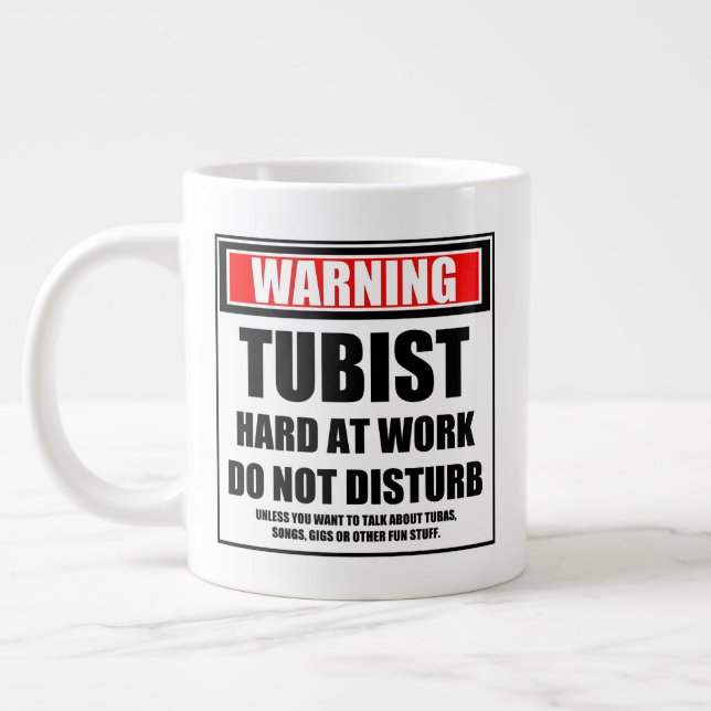 Varningstubist på jobbet stör inte jumbo mugg (Vänster)