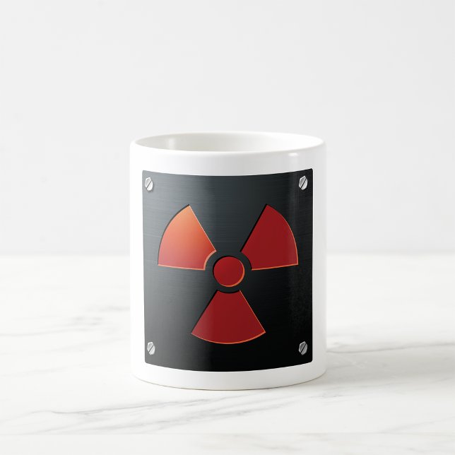 Varningsymbol för strålning Industrimetallskylt Kaffemugg (Skapare uppladdad)