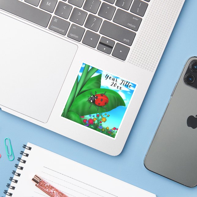 Vårnyckelpiga Klistermärken (Laptop med iPhone)