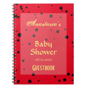 Vårnyckelpigan mönstrar baby showerGuestbook Anteckningsbok