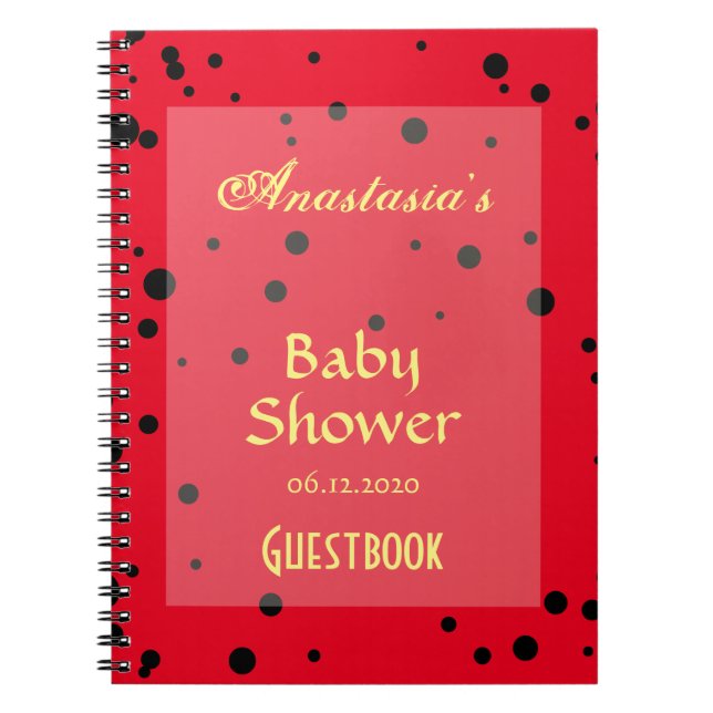Vårnyckelpigan mönstrar baby showerGuestbook Anteckningsbok (Framsidan)