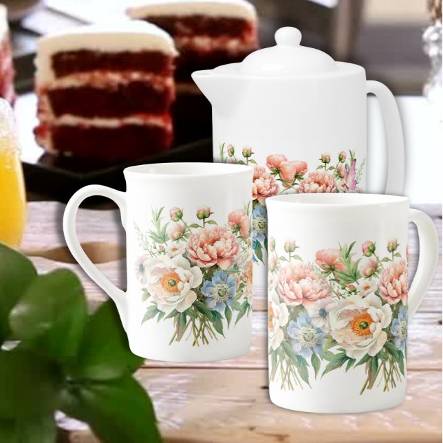 Vårögonblick Bukett Blommor Benporslin Mugg (Enjoy your favorite drink in style.)