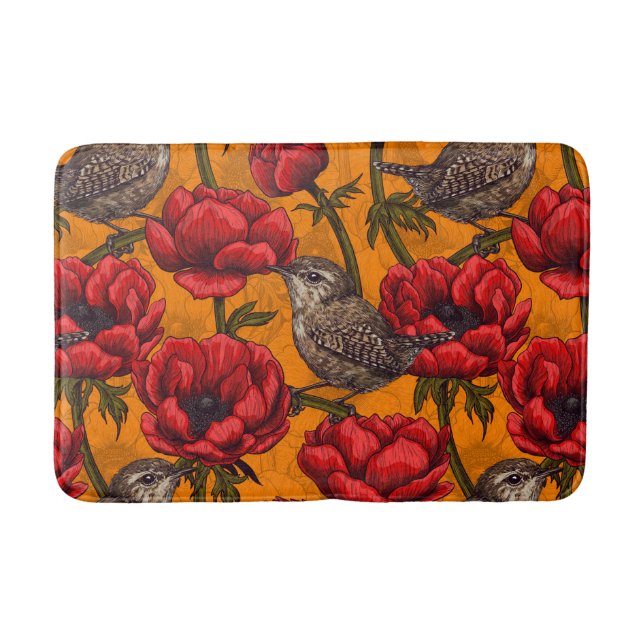 Varor i en röd anemonträdgård badrumsmatta (Framsidan)