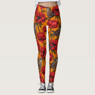 Varor i en röd anemonträdgård leggings