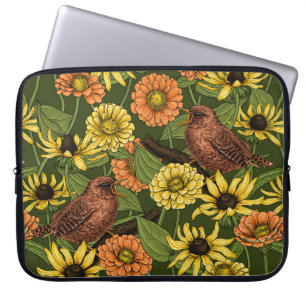 Varor och blommor på grönten laptop fodral