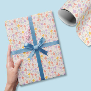 Vårpastellblommor Rosa Lila Gul Kräm Presentpapper