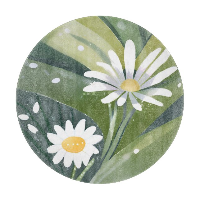 Vårprästkragar | Akvarell Vita Blommor Trädgård (Framsidan)