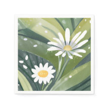 Vårprästkragar | Akvarell Vita Blommor Trädgård