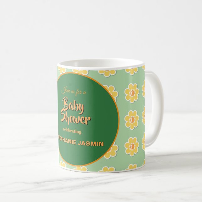 Vårprästkragar på pastell-sagegrön kaffemugg (Framsida höger)
