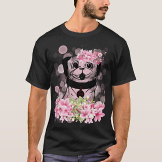 Vårpug, vårpug med rosa blommor, rosa husdjur t shirt
