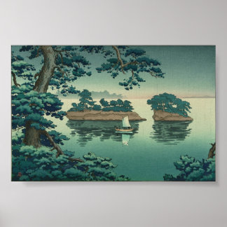 Vårregn, Matsushima Japansk Vattenscenkonst Poster