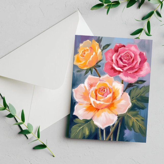 Vårros Floral Akvarellmålning Blommig Kort (Skapare uppladdad)