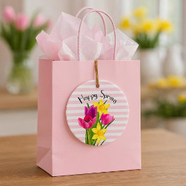 Vårrosa tulpaner och påskliljor blomsterornament julgransprydnad keramik