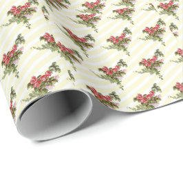 Vårrosor på gulrandigt presentpapper