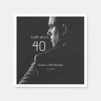 vars namns 40-års födelsedagsfoto est. år pappersservett