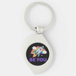 Varsågod. Raketmoln för regnbåge med hjärtnyckelri Swirl Silverfärgad Nyckelring