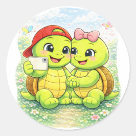 Vårselfie Runt Klistermärke