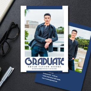 Varsity Blues Student Photo Announcement Inbjudningar