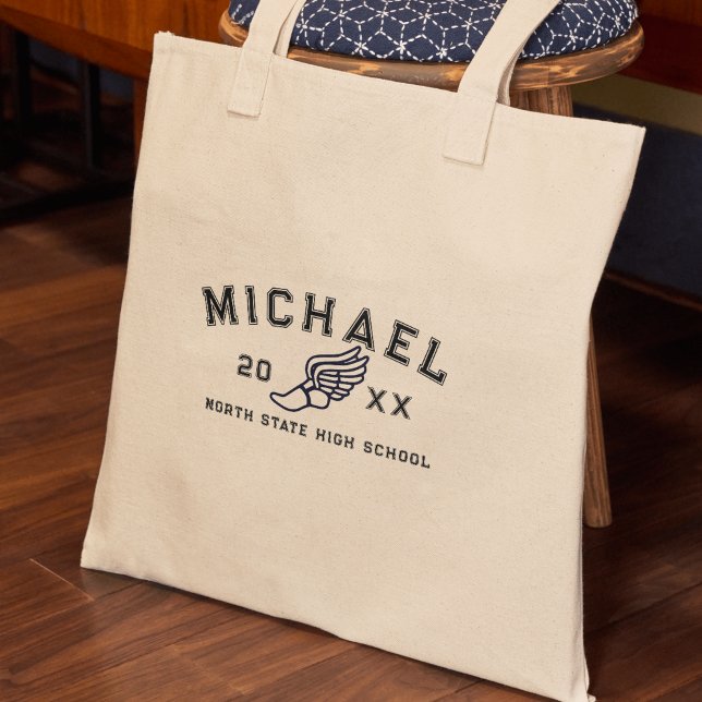 Varsity Letter Sports Graduation Custom Athlete Tygkasse (Celebrate your athlete in the family with this Varsity Letter Sports Graduation Custom Athlete Tote!)