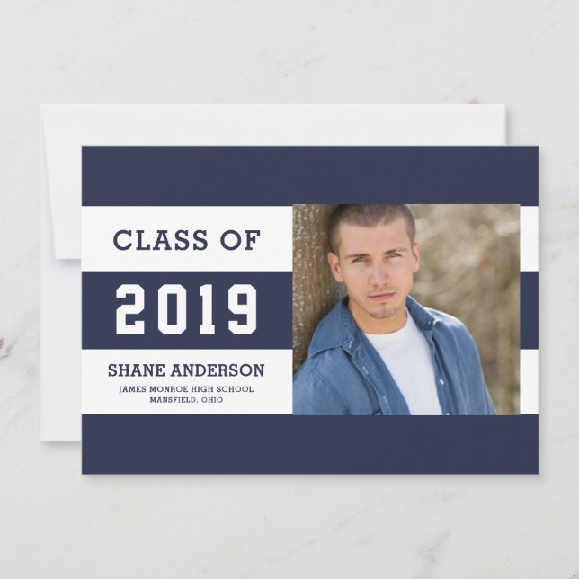 Varsity Lettering Rand Grad Photo Announcement Meddelande (Framsida)