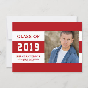 Varsity Lettering Stripe Grad Photo Announcement Meddelande