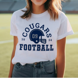 Varsity Navy och Silver Football Mamma T Shirt