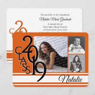 Varsity Orange 2019 Studenten Tri Photo Inbjudningar