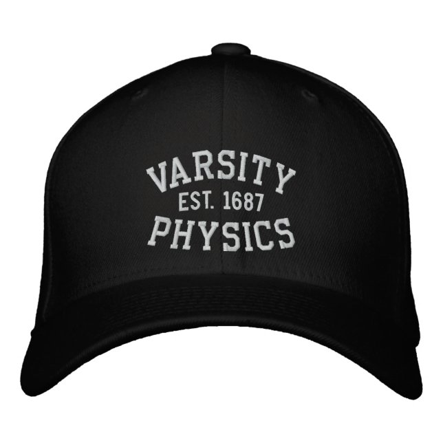 VARSITY, PHYSICS, EST 1687 black and white Broderad Keps (Framsida)