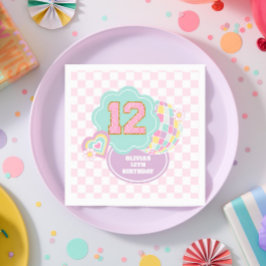 Varsity Preppy Pastel patch 12:e Birthday Pappersservett
