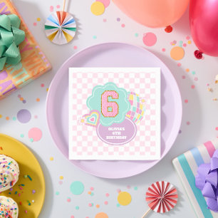 Varsity Preppy Pastel patch 6e Birthday Pappersservett