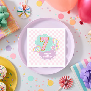 Varsity Preppy Pastel patch 7:e Birthday Pappersservett