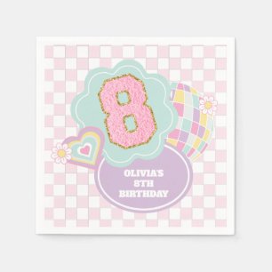 Varsity Preppy Pastel patch 8:e födelsedag Pappersservett