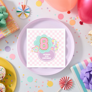 Varsity prydlig pastell lapp 8-årsdag pappersservett