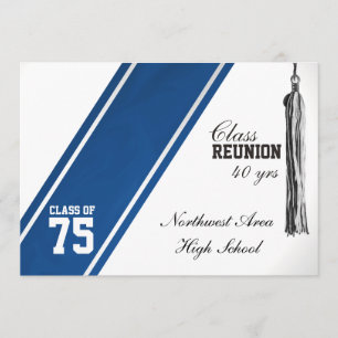 Varsity Rand Blue Class Reunion Inbjudningar