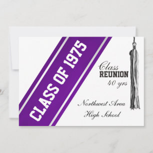 Varsity Rand med Lila Class Reunion Inbjudningar