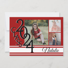 Varsity Red 2024 Studenten Tri Photo Inbjudningar