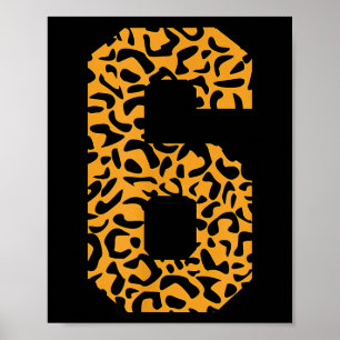Varsity Six Matchande Nummer Lag Sport Leopard 6 Poster