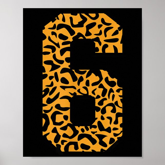 Varsity Six Matchande Nummer Lag Sport Leopard 6 Poster (Framsidan)