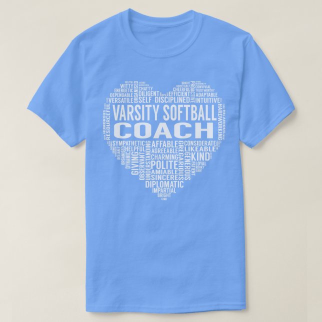 Varsity Softball Coach Heart T Shirt (Design framsida)