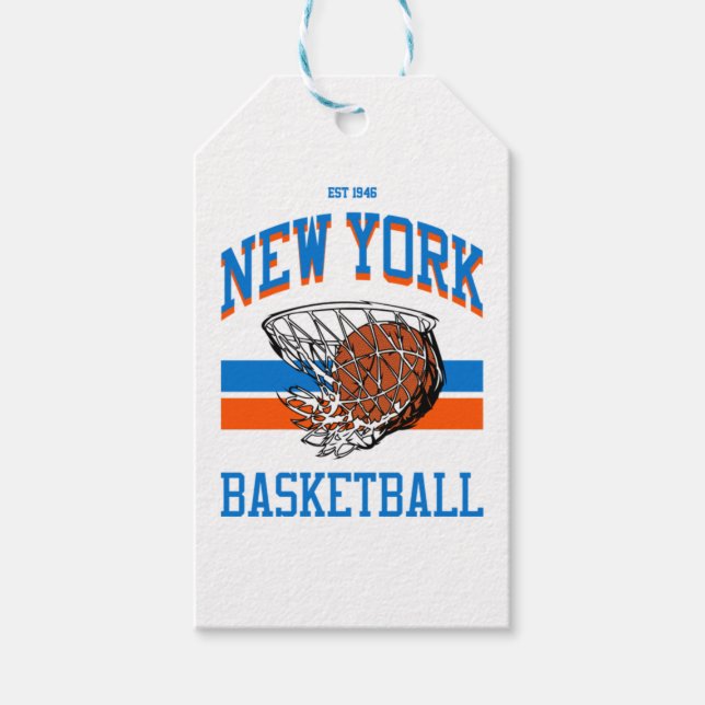 Varsity Stil New York Basketball Presentetikett (Framsidan)