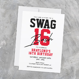 Varsity Stil Swag 16 Birthday Inbjudningar