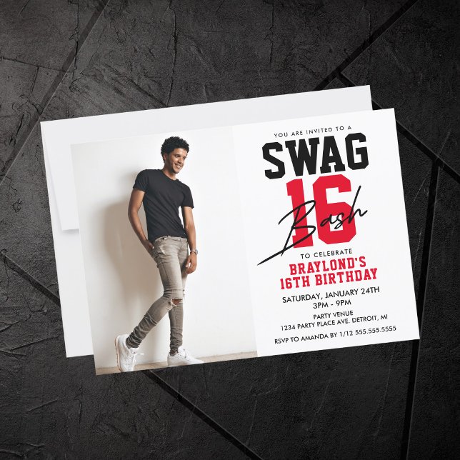 Varsity Stil Swag 16 Birthday Inbjudningar (Skapare uppladdad)