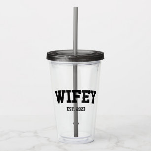 Varsity Stil Wifey Est. Minimikrav för år Take Away Mugg