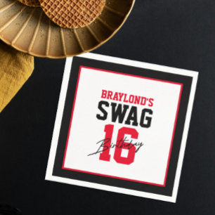 Varsity Style Röd Swag 16 Födelsedag Pappersservett