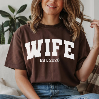 Varsity Wifey Hubby Shirt, Custom Engagement Gift T Shirt