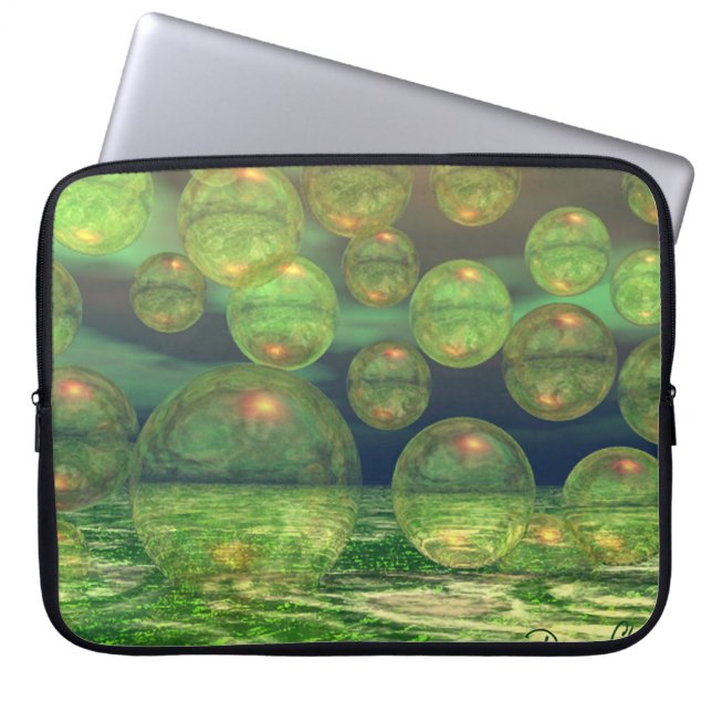 Vårskapelse - grönt & guldförnyande laptop sleeve (Framsidan)