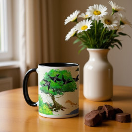 Vårskogs liv med fåglar och ekorre – Natur Jumbo Mugg