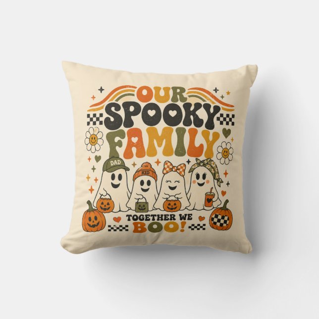 VårSkrämmande FamiljSöt Spökpumpa Halloween-dekora Kudde (Framsida)